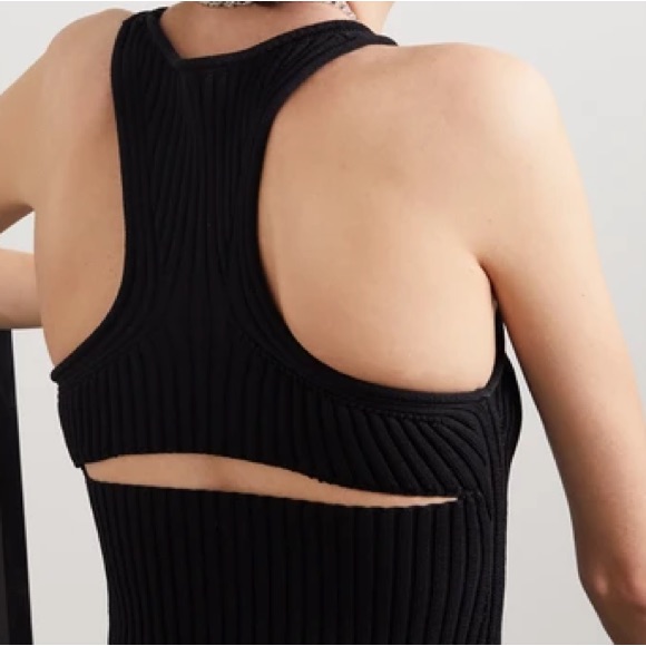 Alexander Wang T Cutout Ribbed Stretch-Knit Tank In Black Size Xs
